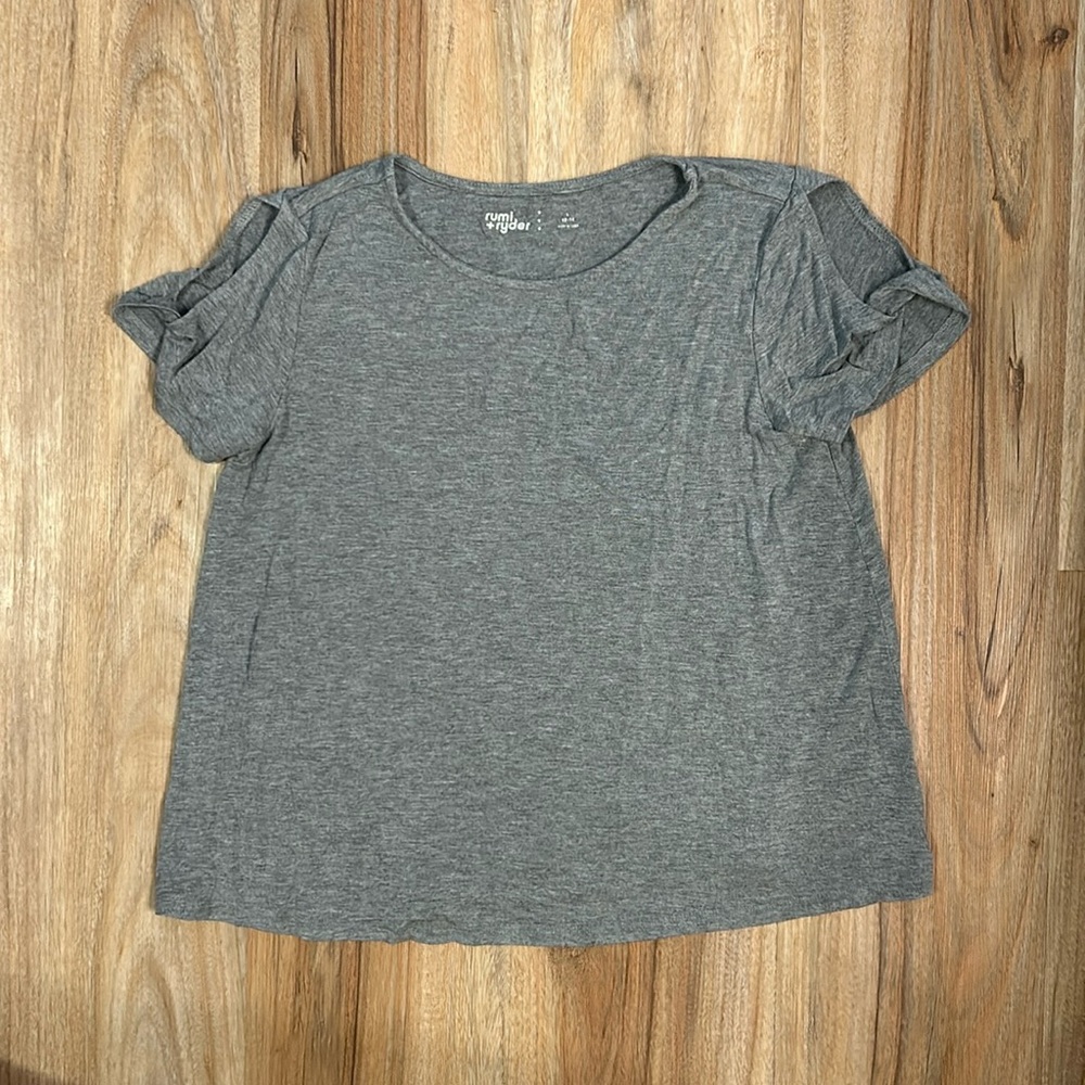 Grey open shoulder t shirt